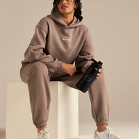 Comfort Oversized Sports Club Hoodie | Taupe Grey