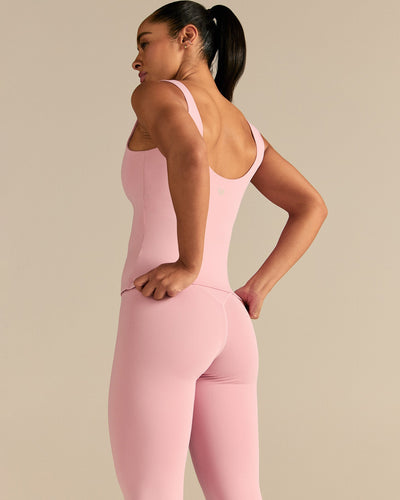 Essential Built-In Bra Scoop Back Tank | Sweet Pink