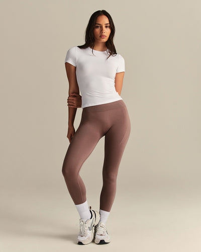 Smooth Contour Midi Short Sleeve T-Shirt | White