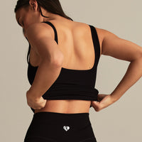 Smooth Contour Midi Square Neck Tank | Black