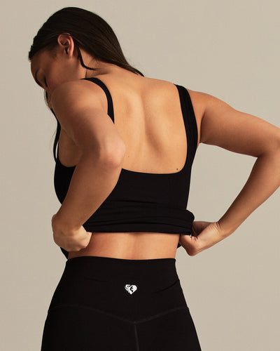 Smooth Contour Midi Square Neck Tank | Black