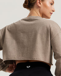 Comfort Vintage Look Oversized Cropped Long Sleeve T-Shirt | Caribou