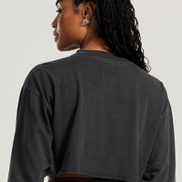 Comfort Vintage Look Oversized Cropped Long Sleeve T-Shirt | Black