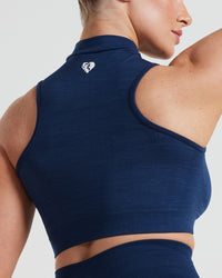 Define Seamless Half Zip Crop Tank | Sapphire Blue