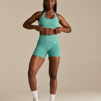 Power Seamless Halter Neck Bra | Marine Green