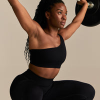 Power Seamless One Shoulder Bra | Black