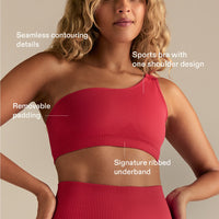 Power Seamless One Shoulder Bra | Spicy Red