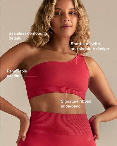 Power Seamless One Shoulder Bra | Spicy Red
