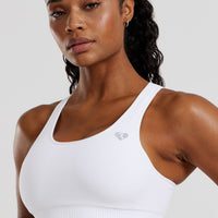 Power Seamless Adjustable Sports Bra | White