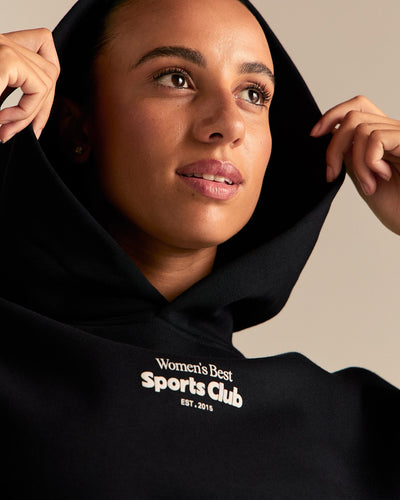 Comfort Oversized Sports Club Hoodie | Black