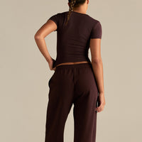 Smooth Contour Midi Short Sleeve T-Shirt | Cafe Noir