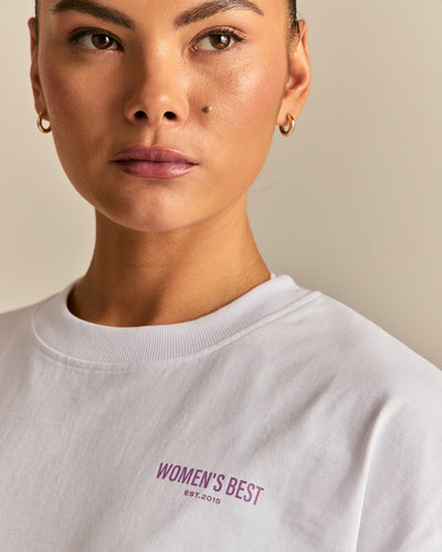 Comfort Summer Lifting Club Oversized T-Shirt | White/Vivid Orchid