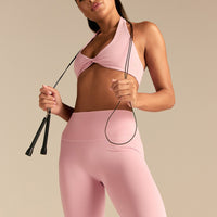 Essential Twist Front Halter Bra | Sweet Pink