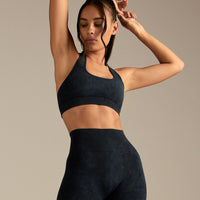 Power Seamless Halter Neck Bra | Washed Black