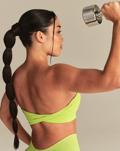 Essential Twist Back Bandeau Bra | Lime Punch