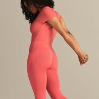 Smooth Contour Midi Short Sleeve T-Shirt | Sunlit Coral