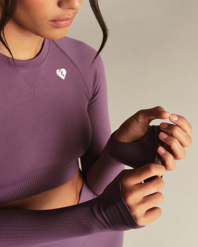 Power Seamless Long Sleeve Crop Top | Dusk Plum