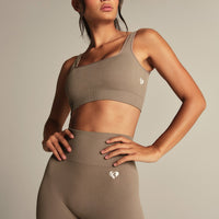 Power Seamless Open Back Mini Bra | Taupe Grey
