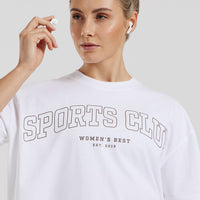 Comfort Oversized Short Sleeve Sports Club T-Shirt | White