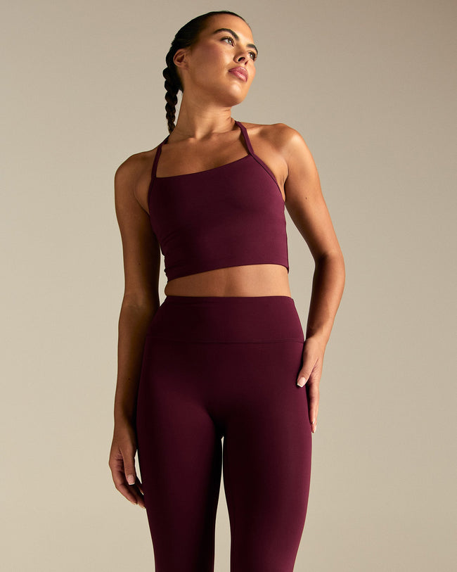 Essential Built-In Bra Crop Tank Top | Merlot