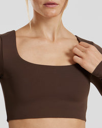 Essential Long Sleeve Built-In Bra Top | Cocoa