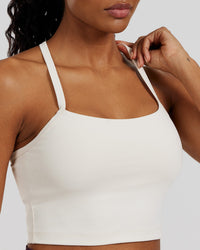 Essential Built-In Bra Crop Tank Top | Off White