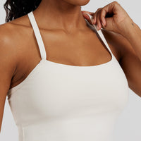Essential Built-In Bra Crop Tank Top | Off White