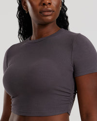 Comfort Ribbed Cropped T-Shirt | Graphite