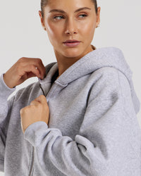 Comfort Oversized Zip-Up Hoodie | Silver Grey Marl