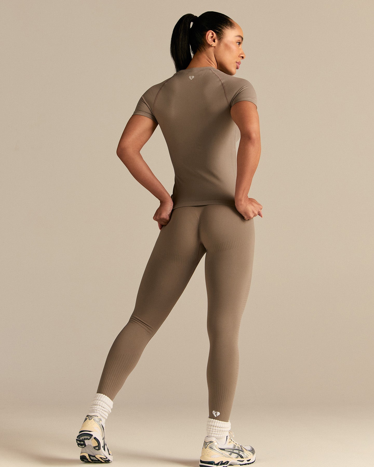 Power Short Sleeve Top | Taupe Grey