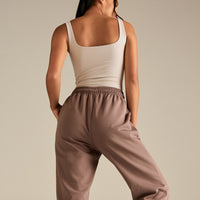 Smooth Contour Midi Square Neck Tank | Stone