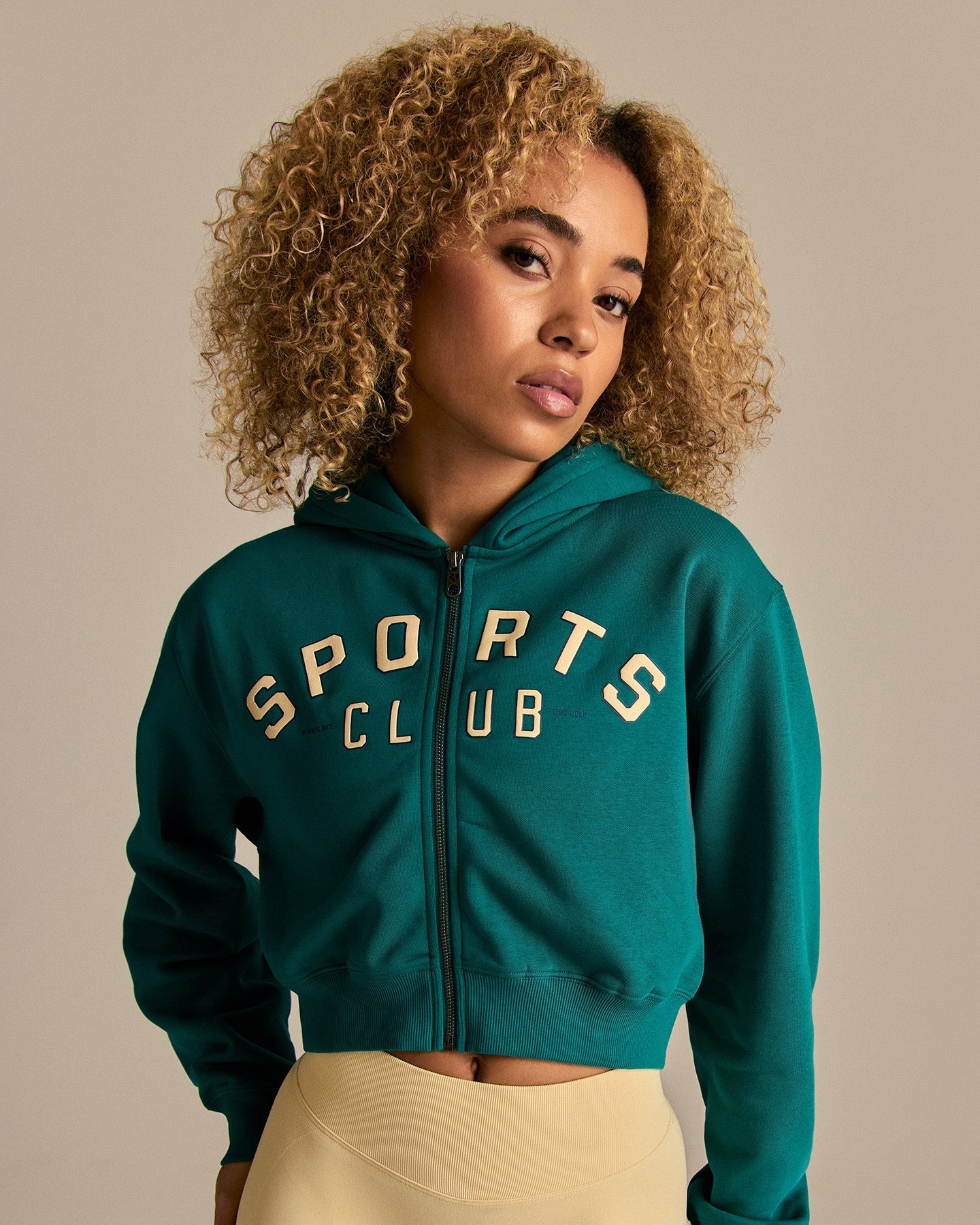 Comfort Cropped Sports Club Hoodie | Eden Green