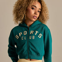 Comfort Cropped Sports Club Hoodie | Eden Green