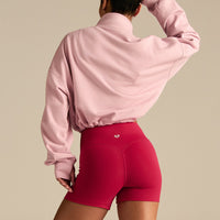 Comfort Lightweight Half Zip Draw Hem Sweat | Sweet Pink