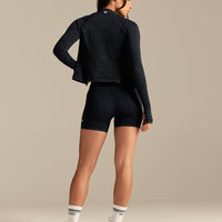 Power Seamless Long Sleeve Full Zip Jacket | Washed Black