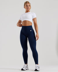 Power Seamless Short Sleeve Crop Top | White