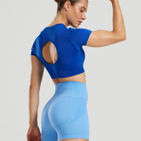 Motion Seamless Short Sleeve Crop Top | Electric Blue
