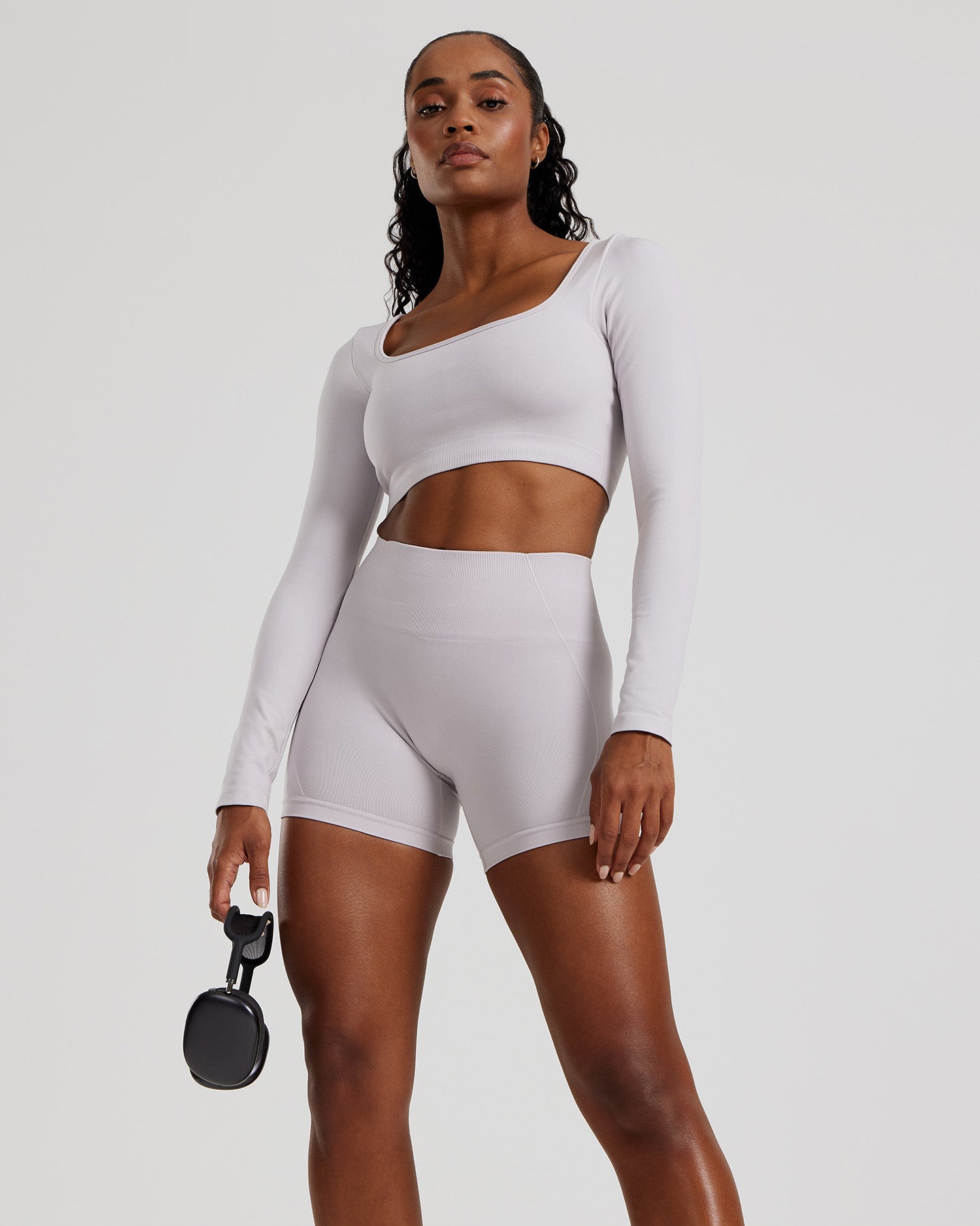 Define 2.0 Seamless Long Sleeve Built-In Bra Top | Steel Grey