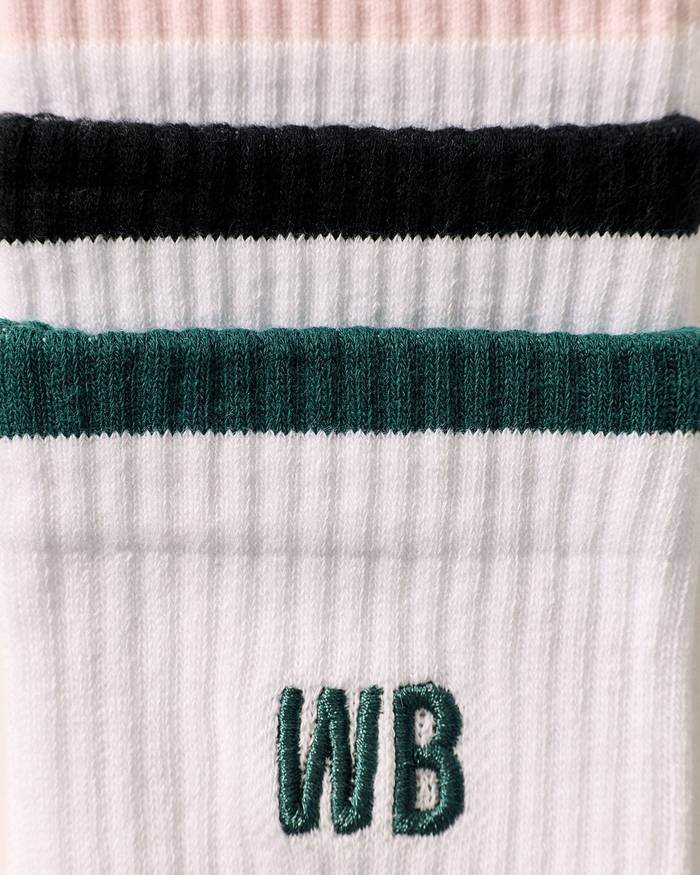 Premium Crew Embroidered Socks (3PK) | Black/Emerald/Ballet Pink