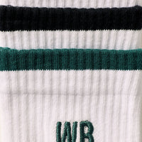 Premium Crew Embroidered Socks (3PK) | Black/Emerald/Ballet Pink