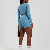 Essential Long Sleeve Built-In Bra Top | Basalt