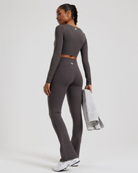 Essential Long Sleeve Built-In Bra Top | Graphite