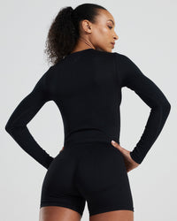 Motion Seamless Long Sleeve Midi Top | Black