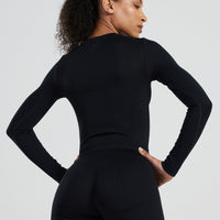 Motion Seamless Long Sleeve Midi Top | Black