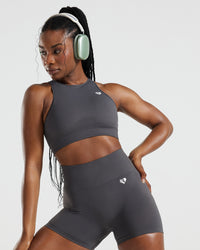 Power Seamless High Neck Bra | Graphite