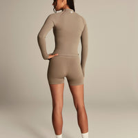 Power Seamless Long Sleeve Full Zip Jacket | Taupe Grey