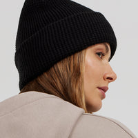 All Day Waffle Knit Beanie | Black