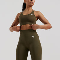 Power Seamless Sports Bra | Khaki