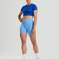 Motion Seamless Short Sleeve Crop Top | Electric Blue
