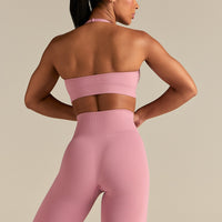 Power Seamless Halter Neck Bra | Blush Pink